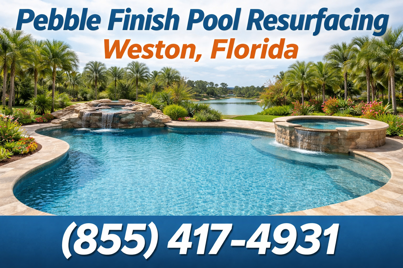 Pebble Finish Pool Resurfacing in Weston